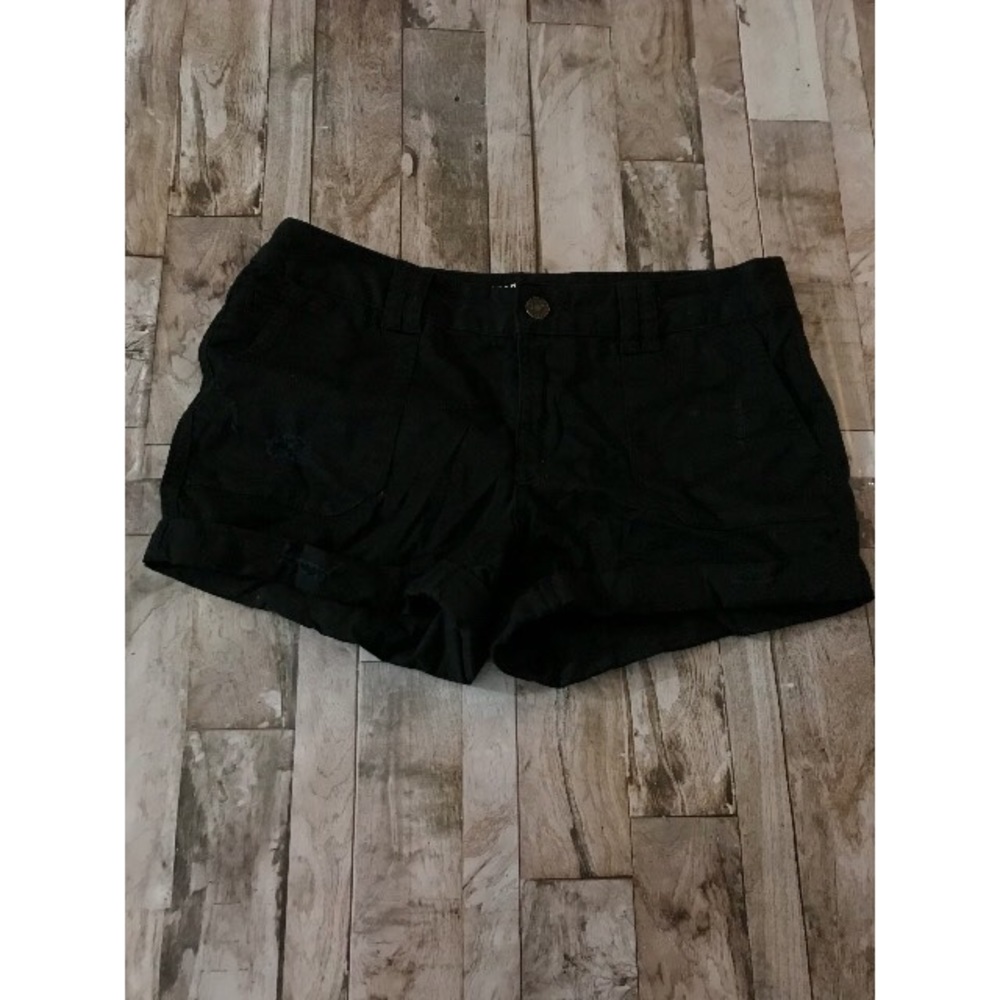 Mossimo size 0 black mid rise distressed shorts!